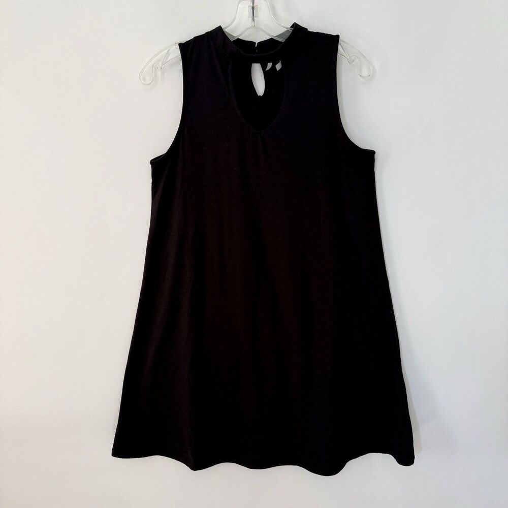 Mudd Sleeveless Womens Junior M Knit Black Choker Neck Cut-out Fit-Flare Dress